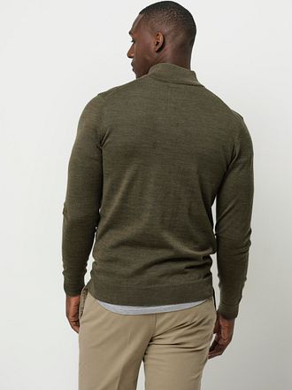 Profuomo Half Zip Pullover Merinowolle Olivgrün