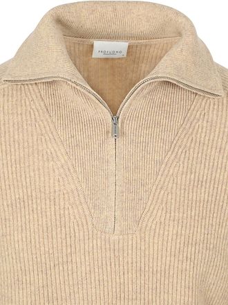 Profuomo Half Zip Pullover Wool Sand