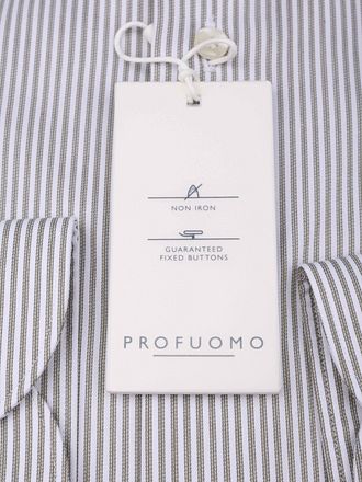 Profuomo Twill Hemd Streifen Grün