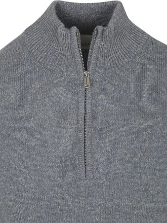 Profuomo Pullover Half Zip Mix Laine Bleu