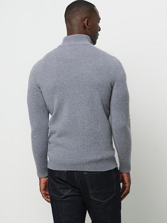 Profuomo Pullover Half Zip Mix Laine Bleu