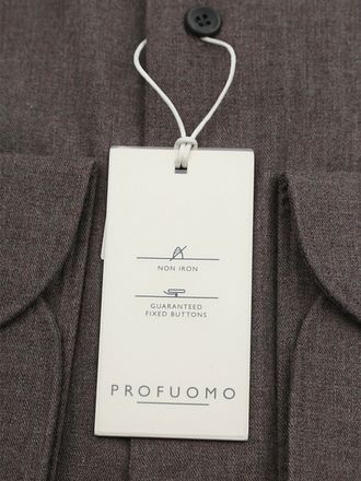 Profuomo Skjorta i Peachad Twill Flanell Brun