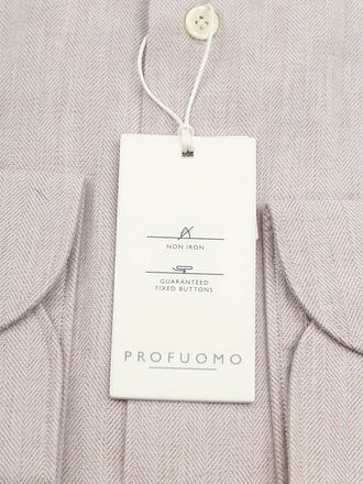 Profuomo Skjorte Peached Herringbone Flanel Beige