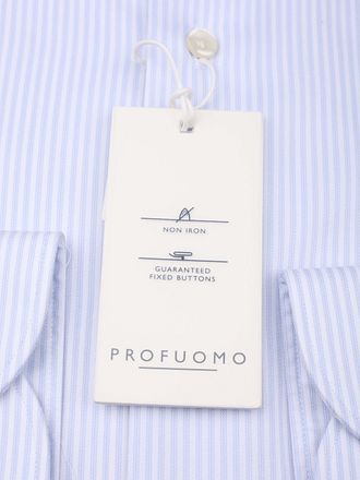 Profuomo Twill Skjorte Striber Lyseblå