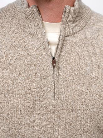 Profuomo Half Zip Pullover Wool Blend Sand