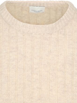Profuomo Tröja Ribbstickad Ullblandning Sand