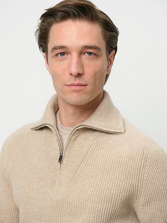 Profuomo Half Zip Pullover Wol Sand