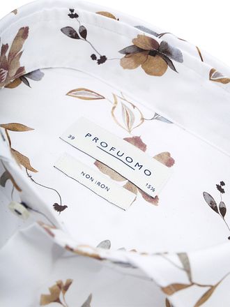 Profuomo Twill Skjorte Flower Hvid