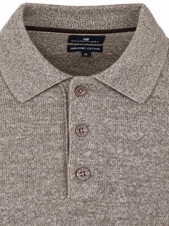 Pull Col Polo Uni Beige