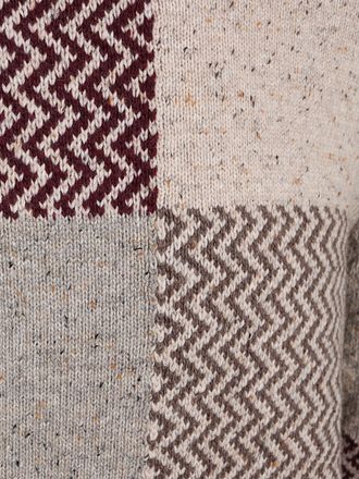 Pull State of Art Col Rond Blocs Bordeaux sur Beige