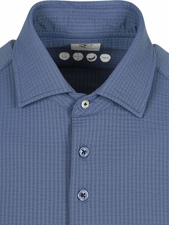 R2 Shirt Seersucker Short Sleeves Navy