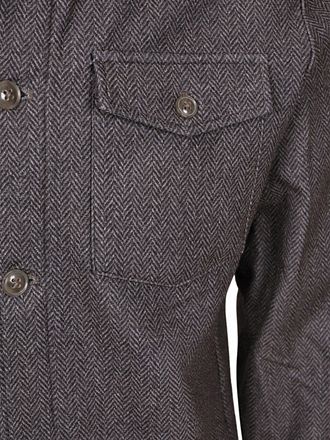 R2 Overshirt Button Herringbone Brown