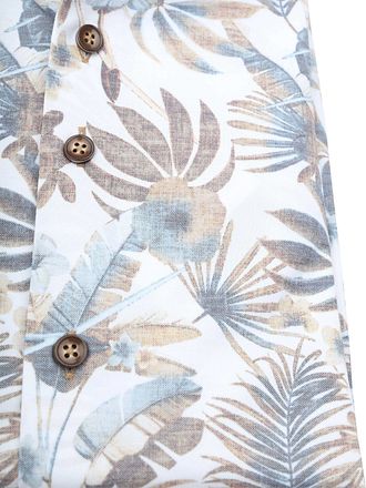 R2 Shirt Leaves Print Beige