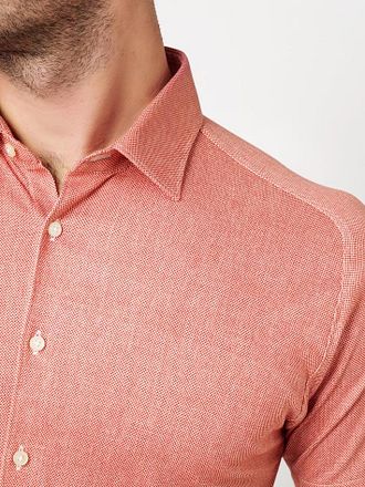 Desoto Chemise Manches Courtes Oxford Optics Rose Abricot