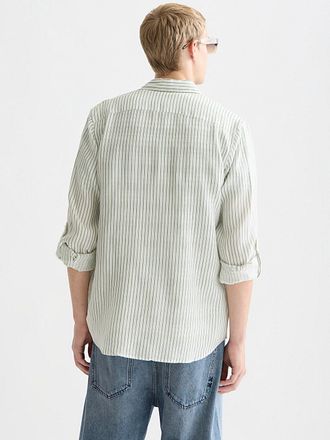 Scotch & Soda Chemise en Lin Rayée Blanche