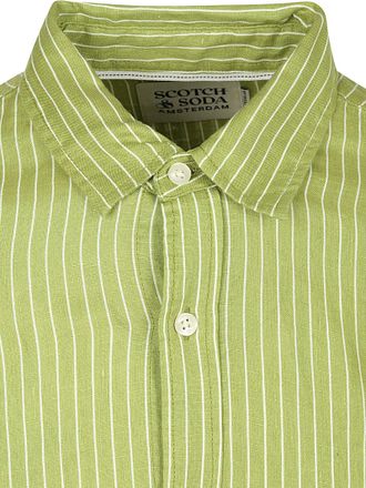 Scotch and Soda Linnen Hemd Streep Groen