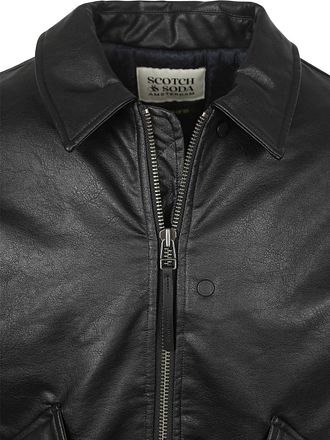 Scotch and Soda Imitert Skinnbomberjakke Svart