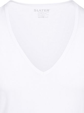 Slater 2-pakke Stretch Dyp V-hals T-skjorte Hvit