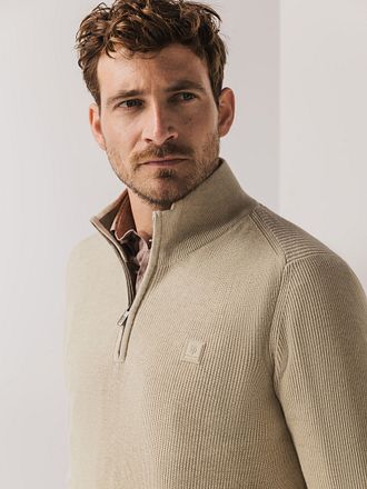 State Of Art Halvzip Genser Beige