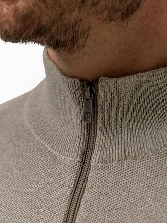 State Of Art Half Zip Pullover Melange Beige