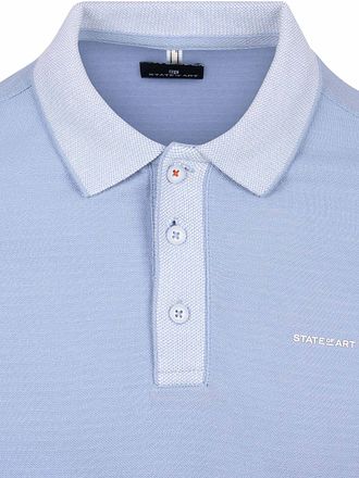 State of Art Polo Shirt Jersey Ribbed Contrast Blue