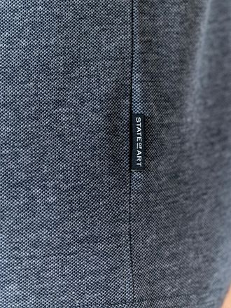 State of Art Poloskjorte Tipping Cotton Linen Navy