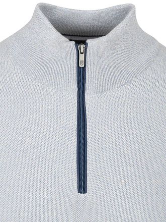 State of Art Pull Demi-Zip Bleu Clair Chiné