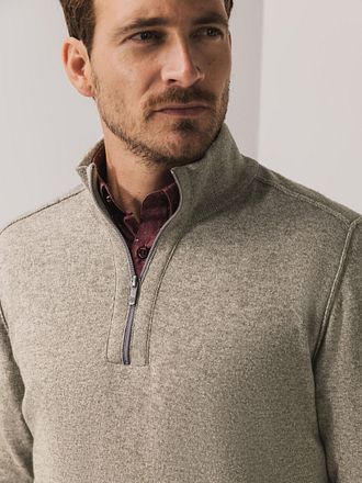 State Of Art Pull Half Zip Wool Blend Taupe Mélanger