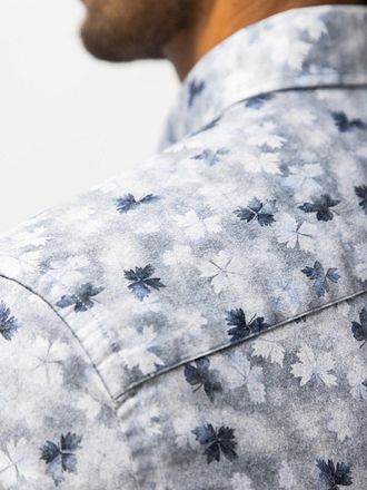 State of Art Shirt Leaf Print Grey Blue