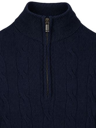 Steppin' Out Lau Pull Merino Half Zip Cable Navy