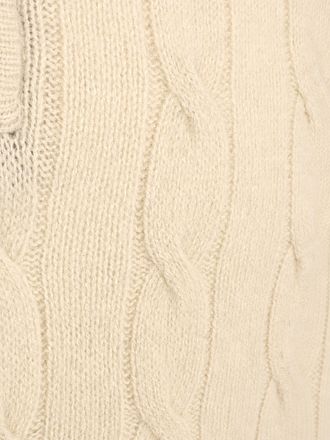 Steppin' Out Lau Pull Merino Half Zip Cable Ecru