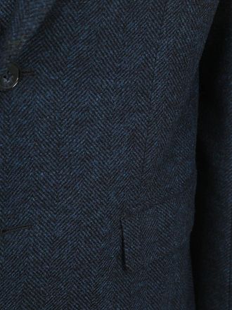 Suitable Blazer Herringbone Merino Wool Navy