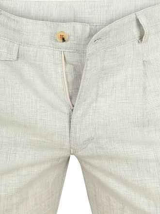 Suitable Chino Pico Pleat Bomull Lin Ruter Lysegrå