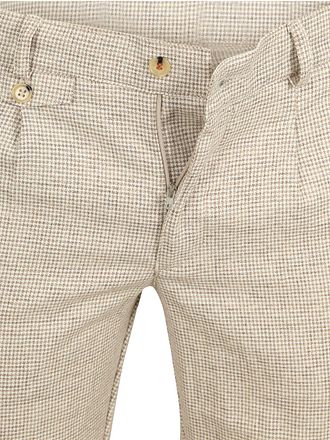 Suitable Chino Pico Pleat Bomull Linne Pepita Beige