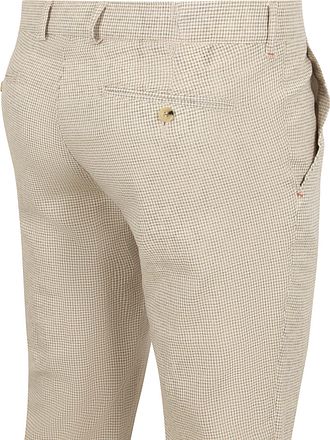 Suitable Chino Pico Pleat Cotton Linen Pepita Beige