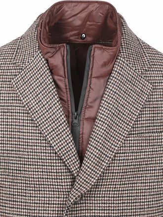 Suitable Coat Wol Pepita Beige Camel