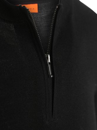 Suitable Crew Zip Merino Svart