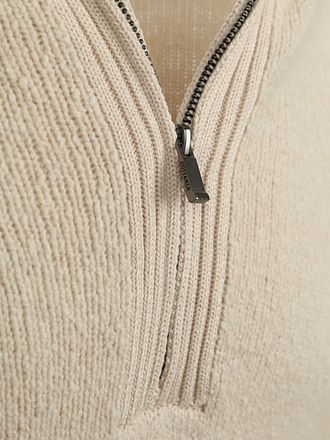 Suitable Deep Zip Pullover kokt ull - Ecru