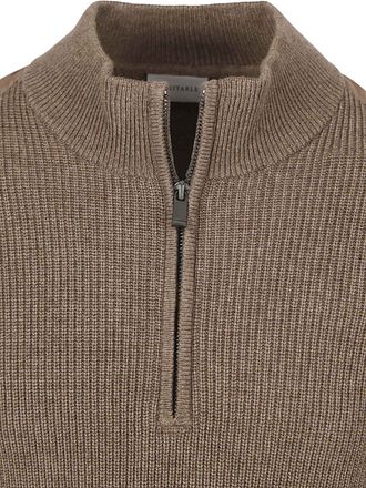 Suitable Half Zip Genser Patch Taupe