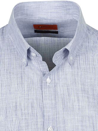 Suitable Hemd Cotton Slub Streifen Blau