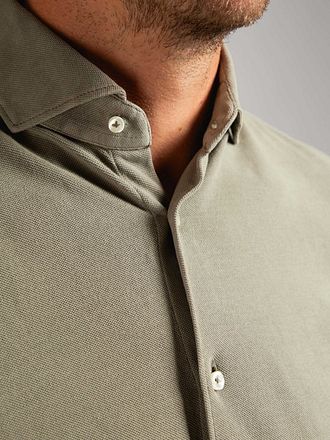 Suitable Piqué Hemd Taupe