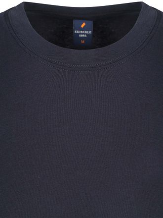 Suitable Obra T-Shirt Hoge Ronde Hals Navy 2-Pack