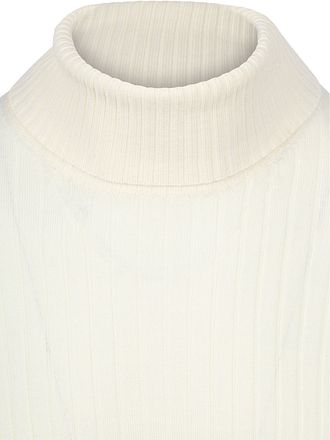 Suitable Pull Col Roulé Rib Merino Blanc Cassé