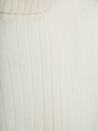 Suitable Pull Col Roulé Rib Merino Blanc Cassé
