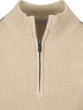 Suitable Half Zip Trui Patch Ecru