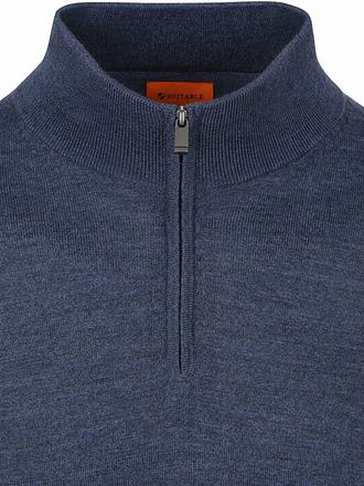 Suitable Merino Half Zip Tröja Denimblå