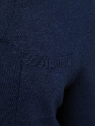 Suitable Longsleeve Knitted Poloshirt Riva Pocket Navy
