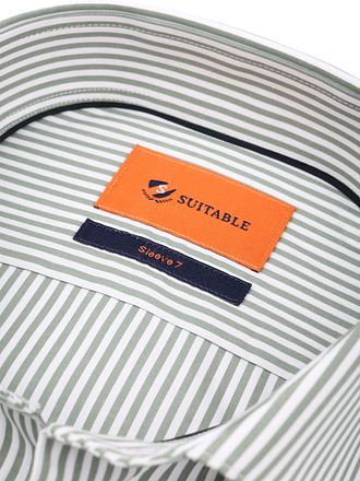 Suitable Twill Shirt Extra Long Sleeves Stripe Green