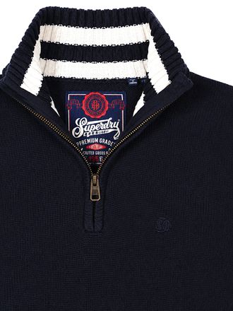 Superdry Knit Half Zip Cotton Jumper Navy