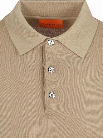 Suitable Compact Cotton Poloshirt Taupe